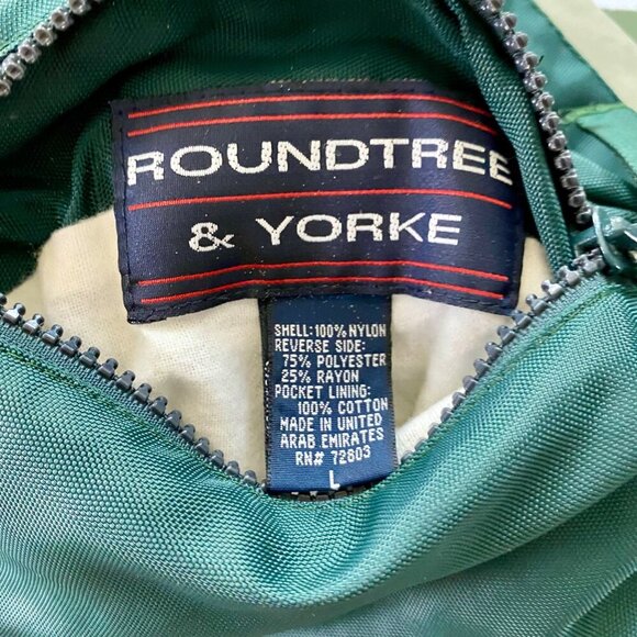 Roundtree & Yorke Reversible Green White Nylon Gray Fleece Jacket Men's Large - Picture 7 of 11